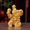 Adorno de Gallo Dorado que Trae Fortuna de los Doce Signos del Zodiaco, Mascota de Tienda, Entrada, Oficina, Manualidad Decorativa para el Hogar