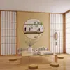 Novo papel de parede estilo chinês com grade Zen, decoração para estúdio de yoga, cuidados com a saúde, estudo, sala de chá, parede de fundo com pintura a tinta, tecido de parede