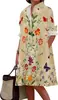 2025 Nuevo Vestido Camisa Largo Estampado Floral para Mujer Holgado Casual Cuadros Talla Grande