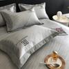 Estilo Simple de Lujo Ligero Jacquard Hielo Carbón Esterilla de Seda de Hielo Lavable a Máquina Kang Bacteria Esterilla para Cama Estilo Ajustado Transpirable Juego de Tres Piezas