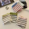 Pantaletas deportivas de algodón a rayas estilo Ins, de cintura media, ajustadas a la cadera para niñas, 7A, hipoalergénicas, transpirables, antibacterianas, tipo triángulo para mujeres