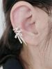 Clip para oreja de lazo con cordones plateado sin perforación para mujer, elegante clip para hueso de la oreja de alta calidad, pendientes de estilo frío