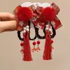 Pasador Rojo de Lazo de Año Nuevo para Niños, Accesorios para el Cabello de Niña para Año Nuevo, Accesorios Estilo Antiguo Hanfu, Pasador de Tocados de Año Nuevo
