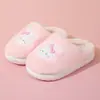 Nuevas Pantuflas de Algodón para Niños para el Hogar de Mujer Otoño e Invierno Zapatos Cálidos de Suela Gruesa Felpa Transpirable Eva Pantuflas de Algodón de Suela Suave Antideslizantes