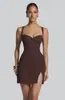 Vestido de tubo sin tirantes de color liso ajustado con espalda descubierta, estilo europeo y americano, con cinturón, para mujer, de Amazon, transfronterizo