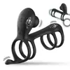 Anillo Vibratorio para Pene de Doble Anillo al por Mayor Masajeador Vibratorio para Pene Anillo Retardante Productos para la Intimidad de Pareja Venta Caliente de Comercio Exterior