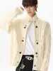 Suéter Masculino de Tricô Trançado Gola Alta Estilo Old Money Tendência Outono Inverno Peso Pesado Zíper Botão Design de Nicho Cardigã Peça Externa