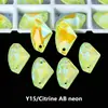 Broca de Vidro em Formato de Machado para Chanfrar Bordas, Strass de Costura à Mão com Fundo Plano, Acessórios Coloridos Fluorescentes Neon para Roupas DIY com Duas Furações, Joias Artesanais