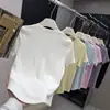 Camiseta de nuevo estilo con ajuste en la cintura, cuello redondo, manga corta, hombros rectos, top deportivo básico versátil de ajuste ceñido para yoga 12879