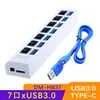 Hub USB 3.0 de 4 Puertos Hub de Alta Velocidad Divisor USB Estación de Acoplamiento Interruptor Independiente Hub Uno a Siete Estación de Acoplamiento