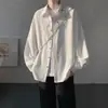 Nueva Camisa Blanca Bordada con Flores Estilo Chino para Hombre, Camisa de Manga Larga de Verano Moderna Chic Relajado, Ropa Exterior Casual para Niños