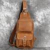 Amazon Foreign Trade Crazy Horse Couro Bolsa de Peito Masculina Couro Genuíno Retro Casual Bolsa de Cintura Camada Superior Couro de Vaca Bolsa Crossbody Atacado