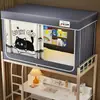 Cortina de Cama para Dormitorio Estudiantil Estilo Transfronterizo con Soporte de Mosquitero Integrado Cortina para Litera Individual Superior e Inferior de Dormitorio Toldo de Cama Blackout