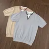 Camiseta de Punto de Manga Corta Transpirable de Dos Piezas Veraniega Estilo Old Money para Hombre, Top Camiseta Sencillo Americano Moderno de Corte Ajustado con Cuello en V