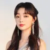 Pendientes de Borla de Estrella de Cinco Puntas Estilo Xin Zhilei Elegantes Pendientes Largos de Estrella Famosos en Internet para Mujer