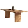 Mesa de Comedor de Madera Maciza Estilo Wabi-Sabi para Uso en el Hogar, Mesa Grande de Tablero de Cerezo de Diseñador, Escritorio de Roble Rojo y Blanco, Rectangular