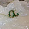 Pendientes de Aguja de Plata con Bola Verde Estilo Medieval Pendientes de Moda de Lujo Ligero Pendientes Versátiles Simples Venta al por Mayor de Nicho