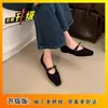 Zapatos de mujer a la moda para uso en exteriores, nuevos zapatos Mary Jane de la primavera 2025 con lazo para combinar con faldas, adecuados para ir al trabajo y para la noche