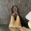 Bolsa de Ombro Tecida Vazada de Novo Estilo Transfronteiriça, de Alta Aparência, Grande Capacidade, Bolsa Tote, Bolsa de Palha para Passeio na Praia e Trajeto