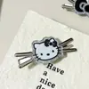 Grampo de Cabelo Prata com Glitter Gatinho Laço Simples Moda Versátil Bico de Pato Acessórios de Cabelo para Menina