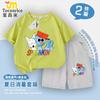 2025 Verano Música Ritmo Pantalones Cortos de Algodón Conjunto de Dos Piezas Estilo Nuevo Niños y Niñas Estampado Elegante Conjunto de Ropa Infantil