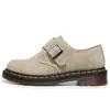 Zapatos Bajos de Gamuza 1461 Pequeños de Cuero para Mujer, Botines Cortos de Cuero Genuino Estilo Británico con Hebilla, Punta Redonda, Zapatos Casuales de Trabajo para Hombres y Mujeres, Parejas