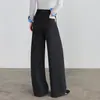 Pantalones de pierna ancha con hoja curva de mezcla de lana de moda para mujer Otoño/Invierno 2026 Nuevos pantalones largos adelgazantes de cintura alta Pantalones casuales elegantes y versátiles