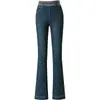 1092 jeans acampanados otoño 2024 nuevos pantalones para mujer de mediana edad cintura elástica micro-la algodón de bala de mediana edad spell a lot