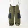 Pantalones Estilo Japonés para Niños 2026 Otoño Nuevas Llegadas Pantalones Casuales de Pierna Recta para Niños Pantalones Cargo con Bolsillos Bloque de Color para Niños Pequeños Modernos