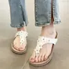 Chanclas Chile Suela Gruesa para Mujer Verano Ropa de Exterior Moda Versátil Florales Chanclas Cuña Antideslizantes Playa Frescas