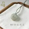 Colar com Pingente de Cabacinha de Jade Aventurina Natural, Novo Estilo Chinês Pingente de Jade Verde, Acessório de Corrente para Clavícula, Presente Verde Lago