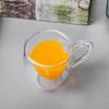Fábrica por atacado criativo em forma de coração de camada dupla copo de vidro amor copo suco copo bebida copo de café alça copo loge