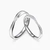 Anillo Mobius de Cobre Blanco Anillos de Pareja para Hombres y Mujeres, Anillos Lisos de Nicho para Estudiantes, Regalo Grabado para el Día de San Valentín