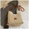Bolso Calado Tejido a Mano para Mujer, Bolso de Hombro Casual de Verano, Bolso Cruzado de Gran Capacidad para Vacaciones en la Playa