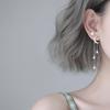 Aretes Asimétricos de Estrella y Luna con Borla Aguja de Plata Aretes Largos Femeninos de Diseño Nicho para Mujer 2024 Nueva Tendencia