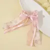 Presilhas de Cabelo com Laço Fita Europeias e Americanas Mais Vendidas para Crianças, Grampos de Cabelo de Flor para Meninas, Acessórios de Cabelo Lateral para Franja de Princesa Atacado