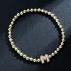 Pulsera elástica para mujer Amazon Transfronteriza Moda Letra Simple Cobre Incrustado con Circonita y Cuentas Uvccb