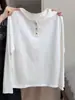 Camiseta branca longa e simples da moda para mulheres, versão coreana para o início do outono de 2026, top casual versátil 13848