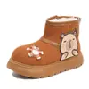 Botas de Neve de Pelúcia para Meninas de Desenho Animado para Outono e Inverno, Sapatos de Algodão Espessos para Crianças, Botas Curtas para Meninas Mais Velhas, Botas de Algodão
