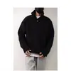 Suéter de gola alta parcial para homens e mulheres, marca moderna de outono e inverno, gola alta com botões, vermelho para o ano do zodíaco, tricô solto e casual para casais