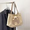 Bolsa de ombro feminina estilo coreano 2024 outono e inverno nova bolsa de lona bolsa de lona de urso fofo bolsa grande bolsa tote