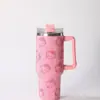 Taza Térmica Popular de Diamantes con Pegamento de Amazon Acero Inoxidable Diamante 40oz Taza de Coche con Asa Paja de Acero Inoxidable Taza Térmica