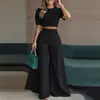 2026 Primavera Nuevo Transfronterizo Moda Europea y Americana para Mujer Casual Elegante Top Corto y Pantalón Largo Conjunto de Dos Piezas