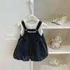 Conjunto de Petos para Niñas Atuendo de Verano 2026 Nuevo Estilo Coreano Streetwear para Niñas, Chaleco de Lunares y Pantalones Casuales Conjunto de Dos Piezas Moderno