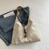 Bolso de mano con textura vintage para mujer, estilo chino, bandolera de gran capacidad, sencillo, 2024