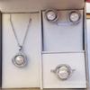 Moda Versátil Elegante Juego de Collar Aretes Anillo de Perla Natural de Agua Dulce para Mujer Venta al por Mayor en Existencia