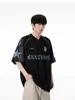 Design Estilo Americano Camiseta Respirável de Manga Curta Malha Jersey Verão Patchwork Marca Tendência Estilo Streetwear Cool Camisa de Hóquei no Gelo Top