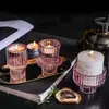 Lujo Ligero Sencillo Color Spray Portavelas de Vidrio de Doble Uso Varilla Cera Rayas Verticales Nuevas Cristales Adornos para Velas de Té Venta al por Mayor