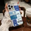 Funda para iPhone estilo Ins, artística y relajante, collage de sellos de playa azul Klein, iPhone17pro, funda suave transparente