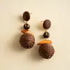 Pendientes de Corazón de Madera Color Café Transfronterizos Europeos y Americanos, Pendientes Estilo Retro Maillard, Pendientes de Diseño de Nicho para Mujer